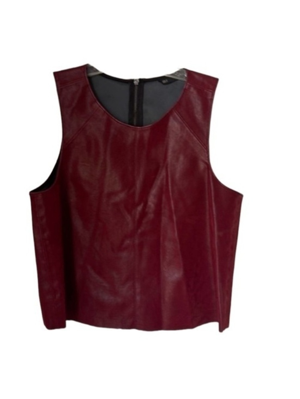Sfera Burgundy Faux Leather Sleeveless Top with Back Zipper